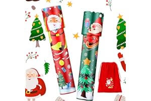 Harrycle 2 Pièces Kaléidoscopes de Noël Jouet Kaléidoscope Éducatif avec 1 Sac Cadeau à Cordon de Père Noël en Flanelle pour Remplisseurs de Bas de Noël Cadeau d'anniversaire Décoration de Fête