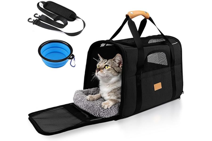 SOKANA Foldable Cat Carrier - Large Pet Carrier Bag - Cat Travel Carrier with Shoulder Strap and Top Opening Cat Carrier Bag | Cat Box Carrier - 45cm x 34cm x 38cm