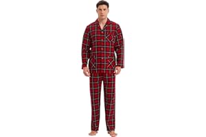 GLOBAL Homme Pyjama Flanelle Ensembles de Pyjama Homme Coton Vêtements de Nuit Haut Deux Pièces Chaud Pyjama Sets Boutonnés à Manches Longues | Loungewear