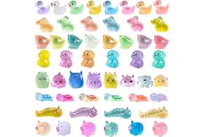 HEDMEDUM 52 szt. mini zwierzątko, świecąca kaczka z żywicy syntetycznej, miniaturowa figurka, małe żółwie, kaczka, słoń, świnia, mysz, potwór, kurczak, gąsienica, do ogrodu, krajobrazu, ornament "zrób to sam