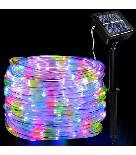 Sunboia Luci a Corda Solari, 7 m, 50 LED, Luci a Tubo Solari Impermeabili Decorative Multicolore per Giardino, Patio, Vacanze, Casa, Matrimonio, Festa, Natale (Multicolore