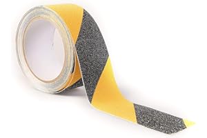 Cinta antideslizante GTSE - 50 mm x 5 m (2 "), adhesivo fuerte, advertencia de peligro negra y amarilla, cinta de agarre duradera para interiores y exteriores