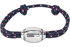 Ernestine - Bracelet rugby - taille ajustable, cadeau fête des pères papi - joueurs de rugby, avec breloque ballon de rugby - bracelet rugby XV de France pour hommes - cadeaux homme papi - rugbyman