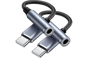Tobfit 2 Pezzi Adattatore Jack per Cuffie USB C a 3.5mm, Adattatore Audio USB C a Cavo Dongle Aux per Samsung Galaxy S25 S24 S23 Ultra S22,Nota 20 10 S10 S9 Plus,Pixel 4 3 2,iPad altro ancora (Nero)