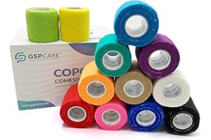 GSPCARE Selbsthaftende Bandage 5 cm x 4,5 m, 12 Rollen Elastisch Kohäsiver Verband Tierverband Selbstklebend, Haftbandage für Schwellungen der Knöchelverstauchungen am Handgelenk