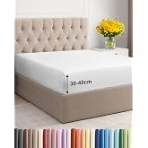 Fitted Sheet 150x200 - Microfibre Pocket 40cm (16") Adjustable - White | Soft, Breathable, Wrinkle, Non-Iron, Brushed, Elasti