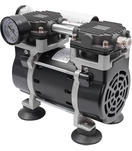 Mucola Vakuumpumpe 99 L/min – 250 W, Aluminium, 230V, Erzielt 5 Pa (0,05 Mbar), Mit Schauglas, Manometer & Ölflasche, Anschlüsse 1/4 & 3/8 SAE – Für Klima, Kälte & Wärmepumpen