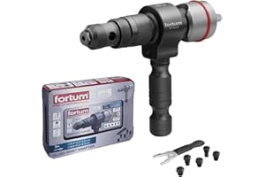 Fortum Accesorio para Remachadora para Taladro y Atornillador | Herramienta de Remachado para Aluminio, Acero y Acero Inoxidable | Adaptador para Remaches de 2,4-6,4 mm | Pistola de Remaches Adaptador