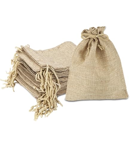 Sacchetti Di Iuta 25 Pezzi - 13x18 Cm, Con Coulisse, Per Regali, Bomboniere, Matrimoni, Natale