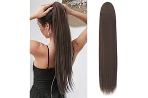 ‎SOFEIYAN Sofeiyan Pferdeschwanz Haarteil Haarverlängerung mit Kordelzug 70cm Langer Gerade Zopf Pferdeschwanz Natürlicher Weicher Haarverlängerung Synthetische Ponytail Extension für Frauen, Mittelbraun