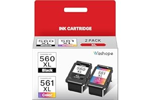 WASHOPE PG-560XL CL-561XL Multipack Druckerpatronen 560 XL 561 XL Patronen für Canon 560 561 PG560 CL561 Tintenpatrone für Canon Pixma TS5350 TS5351 TS5352 TS5353 TS7450 TS7451 (Schwarz und Farbe, 2 Pack)