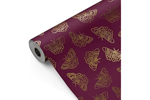 Bobina papel de regalo, rollo grande 62cm x 100m • MARIPOSAS DORADAS • Ideal para: Tiendas Negocios Comercios Envolver regalos Cumpleaños Baby Shower Bodas Decoración [FP Fiesta Paper]