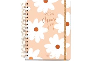 Miquelrius - Agenda Anual 2024 Slow Life, Día Página, Tamaño Plus 155 x 213 mm (similar A5), Cubierta rígida, Encuadernación espiral, Cierre con goma, Multilingüe, Georgia May, Alegría