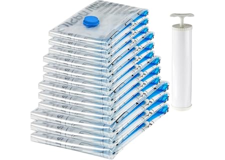 Amazon basics vakuumpåse för kläder med lufttät ventil och handpump – flera, 3 x jumbo, 3 x stora, 3 - Amazon Deal & Rabatt