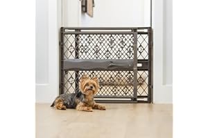 MYPET North States Paws 8874 Tragbares Haustiergitter, 101,6 cm, ausziehbar und arretierbar, ohne Werkzeug, Druckhalterung, passend für 66-101,6 cm breit (58,4 cm hoch, Feldstein)