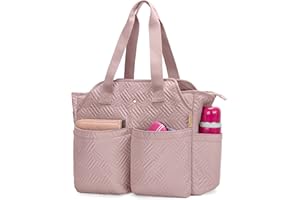 Fasrom Teacher Bag for Work Women, Large Utility Tote Bag with Laptop Compartment for Teacher Essentials (Empty Bag Only), Pink