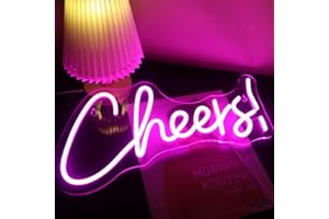 Nordstylee LED Cheers Pink Neon Sign Word Light Up Signs for Bedroom Home Game Room Beer Bar Club Pub Hotal Desk Wall Art Decorations Party Light(pink)