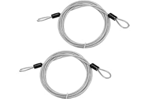 TIXIPEM Security Cable with Loops [2Pcs] - 6.56ft / 258.3 Inch Stainless Steel Luggage Lock Safety Cable Use for Bikes & Luggage & Toolbox, & Tent - [Silver] Wire Rope Lanyard