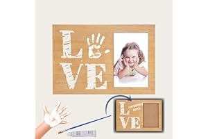 CHERRY CHEERS Kit de huellas de manos para bebés, conjunto de huellas de bebés, marco de recuerdo para recién nacidos, marco especial con patrón de AMOR para bebés especiales, pintura no tóxica