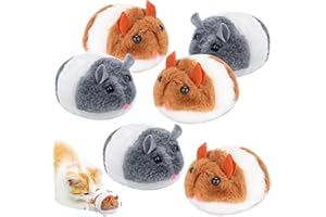 Forreen Cat Toy, 6 Pcs Plush Mouse Toys Interactive Cat Toy with Mechanical Motion for Cats Indoor Outdoor Exercise, Grey & Brown