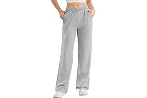 PINSPARK Jogginghose Damen Sporthose Weites Bein Trainingshose High Waist Lang Baggy Freizeithose mit Elastischem Bund Atmungsaktiv Yoga Fitness Sweatpants