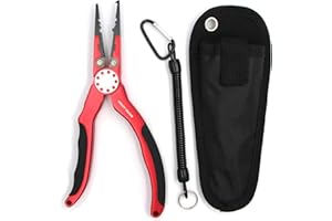 CRAZY SHARK Aluminium Fishing Pilers, Stainless Steel Hook Remover Fishing Tools, Saltwater Resistant Fishing Gear, Spilt Ring Pilers, Tungsten Carbide Cutters, Braid Line Cutters