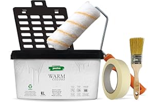 PECTRO Pintura Una Capa 4L (6,3kg) - incluye Rodillo, Rejilla, Brocha y Cinta - Pintura Interior Paredes y Techos Mate, colores cálidos, lavable de gran durabilidad y cubrición