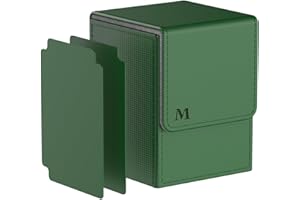 Pulchra Estuche para TCG, Magnetic Flip Box con 2 Divider, Tamaño Grande para 110 Cartas, Deck Box - Dado Diseño (Logo-M Design) (Verde)