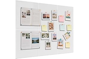 EUBSWA Tablón de fieltro, 60 x 90 cm, 6 tablones de fieltro, autoadhesivos, 30 x 30 cm, decoración de pared (blanco)