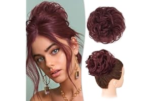 RUWISS Messy Bun Hair Piece 100% Human Hair Messy Rose Bun Hair for Women Real Hair Scrunchie Updo Hair Chignon Extension(Chocolate Light Brown with Light Golden Blonde Highlight)