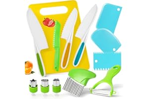 TOVIKI Kit Couteau Montessori de Sécurité pour Enfants - 13 Pièces pour Couper et Cuire des Fruits ou Légumes en Cuisine