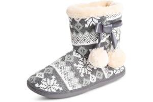 Polar Womens Memory Foam Pom Pom Winter Faux Fur Luxury Plush Cosy Anti Slip Indoor Outdoor Slippers