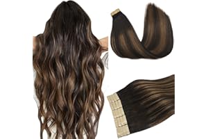 ‎DOORES DOORES Haare Extension Bondings Haare Extension, Balayage Dunkel Braun to Chestnut Braun 55cm (22zoll) 50g 20pcs, Skin Weft Tape Extensions Remy Hair Tape Skin Weft