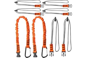 BLUESTRAW Safety Tool Lanyard with Carabiner Clip, Shock Absorbing Retractable Safety Lanyard Bungee Chord with Detachable Interchangeable Buckle Straps, Fall Protection Equipment, 2 Set