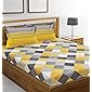Ahmedabad Cotton 144 TC 100% Cotton Double Bedsheet with 2 Pillow Covers - Yellow, Grey