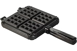 Nordic Ware Stovetop Belgian Waffle Maker, Cast Aluminium Waffle Iron, Mould for Belgian Waffles Made in The USA, Colour: Black