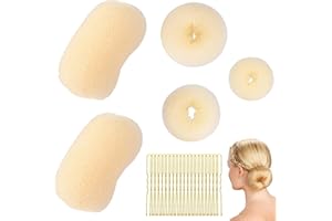 Liameph Hair Padding,Hair Donut Bun Maker Set,Bun Rings for Hair Blonde,Hair Padding Tool,Volume Hair Increase Pad,Hair Bump up Sponge with U-Shaped Clips 20 pcs,for Girls Women DIY Chignon Styles