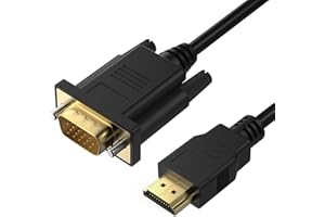 Mugust Cable HDMI a VGA 1.8M, Unidireccional HDMI (Fuente) a VGA (Monitor) Macho a Macho para 1080P ComputadoraHDMI,MonitorVGA,Proyector,Raspberry Pi,Roku,Xbox, Escritorio,Portátil,PC,HDTV