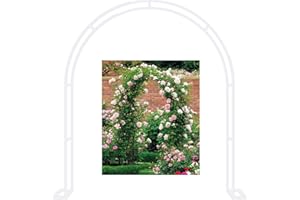 Ortolc Arco per Rampicanti da Balcone Archi Giardino per Glicine con Base, Bianco/Nero, antiruggine, Arco per Piante Rampicanti Pergola in Acciaio Sostegno Rose Rampicanti, 240x220cm/7.9x7.2ft