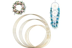 RAIRSKY 9 Pezzi Cerchio Metallo Allestimenti 10/15/20 Cm Cerchi Metallici, Cerchi per Acchiappasogni Anello Metallico Cerchi Oro per Confetti, Cerchi Dorati per Bomboniere Corone Floreali Decorazioni