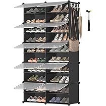 SONGMICS Schoenenkast met 6 vakken, Schoenenkast, 30 x 40 x 30 cm per vak, Smal, met deuren, Stalen frame, Kunststof, voor hal, Slaapkamer, Leigrijs LPC033G01