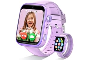 AKUMAKA Reloj Inteligente Niña 4G, IP68 Impermeable Smartwatch Niña con GPS y Llamadas, Videollamada, Whatsapp, SOS, Modo Clase, 5 Modos Deportivos, Podómetro, Reloj Inteligente con SIM, Violeta