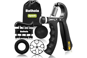 Bathola Hand Trainer, Forearm Trainer 5-Pack, Grip Strength Trainer Con Borsa Da Trasporto, Grip Trainer Regolabile Con Funzione Di Conteggio, Dispositivo Di Allenamento Delle Dita, Nero