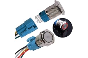 JIQI 2× 16mm Momentane Metall Druckschalter 12V bis 24V 3A Momentary LED Tastenschalter IP66 1NO1NC wasserdichte vorverdrahte EIN/AUS Taste Schalter für Fahrzeugmodifikation Wohnmobil DIY(Rot)