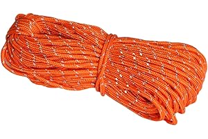 Clydewy Camping Rope Reflective Tent Guy Ropes 2mm Diameter 65 Feet Orange for Outdoor Camping Hiking Awning Tents