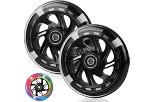 DBREAKS Rotelle luminose per monopattino, 2 ruote luminose a LED, 120 mm, ruote di ricambio con ABEC, 9 cuscinetti a sfera, durezza 88A, adatte per tutti i tipi di scooter (nero)
