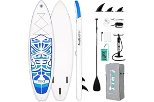 FunWater Inflatable Stand Up Paddle Board Ultra-light SUP - Adult Paddleboards with Adj Paddle, Hand Pump, Backpack, Leash, Waterproof bag