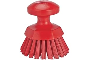 Vikan Round Hand Scrub/Keg Brush, 110 mm, Hard, Yellow Red