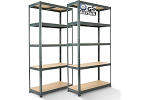 AREBOS Rayonnage pour Charges Lourdes, Lot de 2 | 180x90x40 cm | 875kg de capacité de Charge | 5 Panneaux MDF | Rayonnage de Stockage Rayonnage de Cave | Rayonnage d'atelier | Anthracite