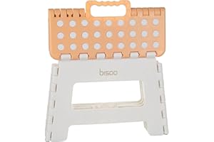 BISOO Sgabello Pieghevole - Sgabello Bambini per Bagno e Cucina - Sgabello Portatile in Plastica - Sgabelli Pieghevoli con Colori Carini e Resistenti Fino a 120Kg - Altezza 22 cm Miele